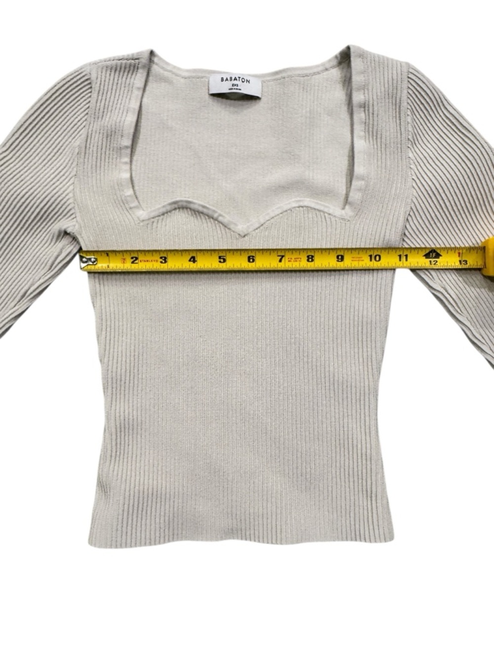 Babaton Aritzia Sculpt Knit Sweetheart Long Sleeve Top – Size 2XS – Cream - Picture 7 of 9
